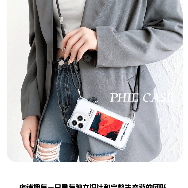 红米TURBO4透明15plus手机壳软14四角开孔13ProMax创意个性火焰iPhone16e斜挎手腕挂绳苹果12适用VIVOs30防摔