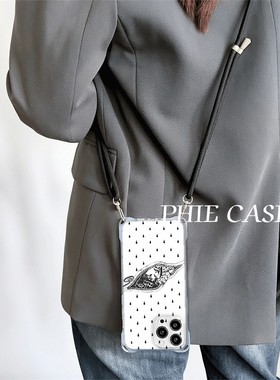 iPhone13个性JOJO斜挎适用防摔12ProMax手腕挂绳16透明小米15手机壳软苹果14plus四角开孔红米TURBO4高级感11