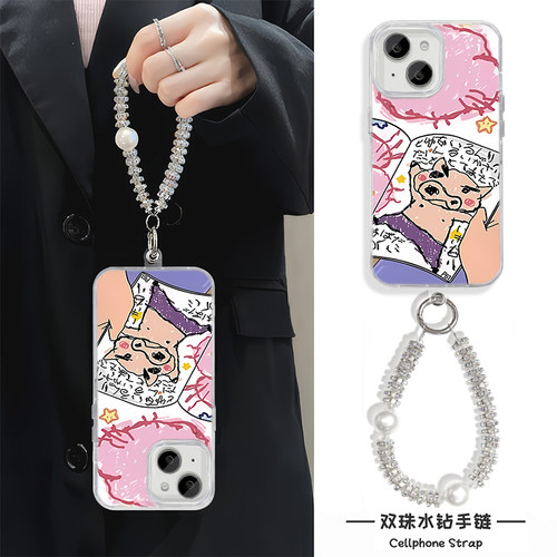小米17TPRO动漫苹果13高级感羽纱适用iPhone14PLUS创意手机壳15ProMax硬华为NOVA16带挂绳漫画风肥嘟嘟左卫门