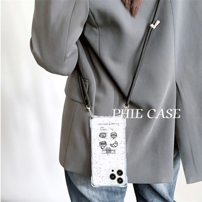 一加ACE5四角开孔13ProMax波点甜点iPhone16斜挎手腕挂绳华为NOVA12适用防摔透明15plus手机壳软苹果14小众11