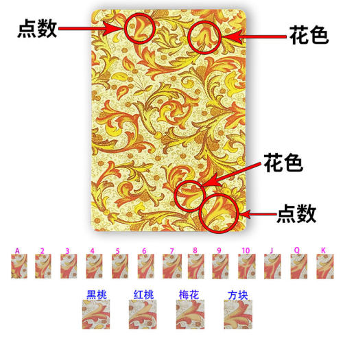 三A9932魔术扑克背面认牌花色定制记号表演道具原厂纸牌送图解
