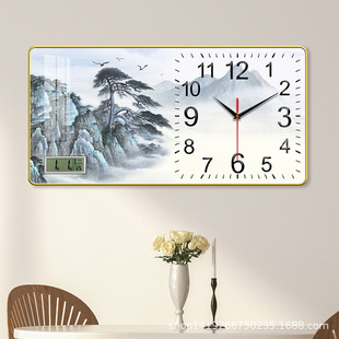 钟表挂钟客厅带温度日历餐厅时钟大气轻奢简约现代时尚新款挂钟