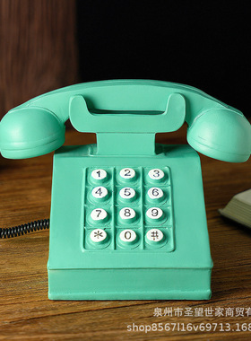 美式电话机模型创意家居复古装饰品摆件客厅咖啡厅假书电话摆饰