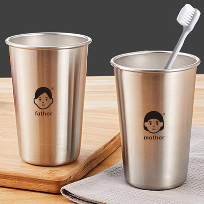 304不锈钢漱口杯儿童防摔牙刷杯牙缸学生刷牙杯洗漱杯水杯印logo