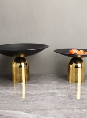 新中式金属蘑菇果盘桌面摆件样板房电视柜客厅餐厅玄关家居