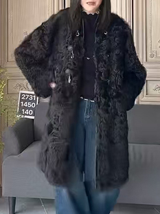 深圳南油＃2026早春款 宽松休闲皮毛一体外套 香港巴黎五区AK中长款