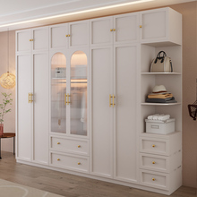 轻奢法式衣柜家用卧室诧寂奶油风实木质玻璃门现代简约组合大衣橱