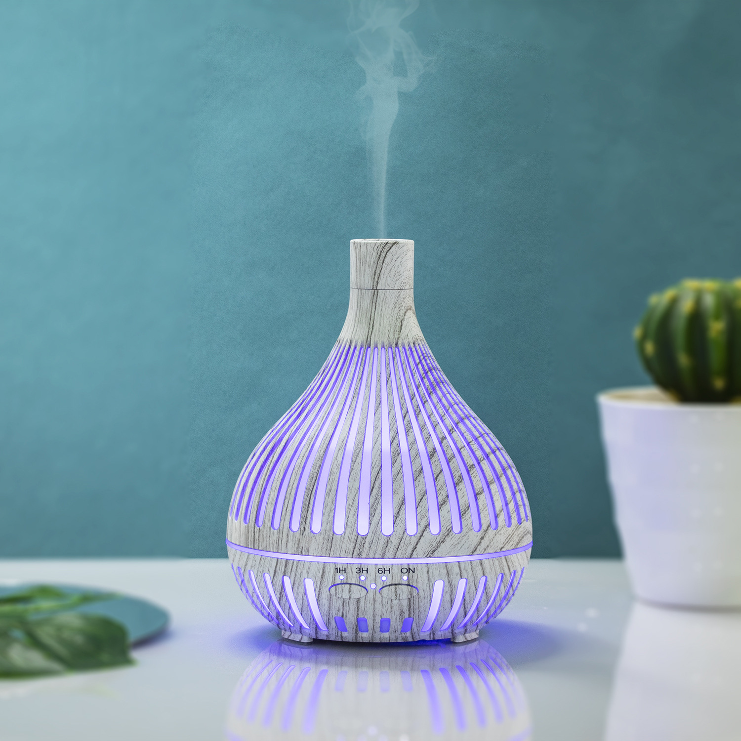 400ml镂空香薰机七彩花瓶加湿器精油空气加湿香氛机水滴加湿 机器