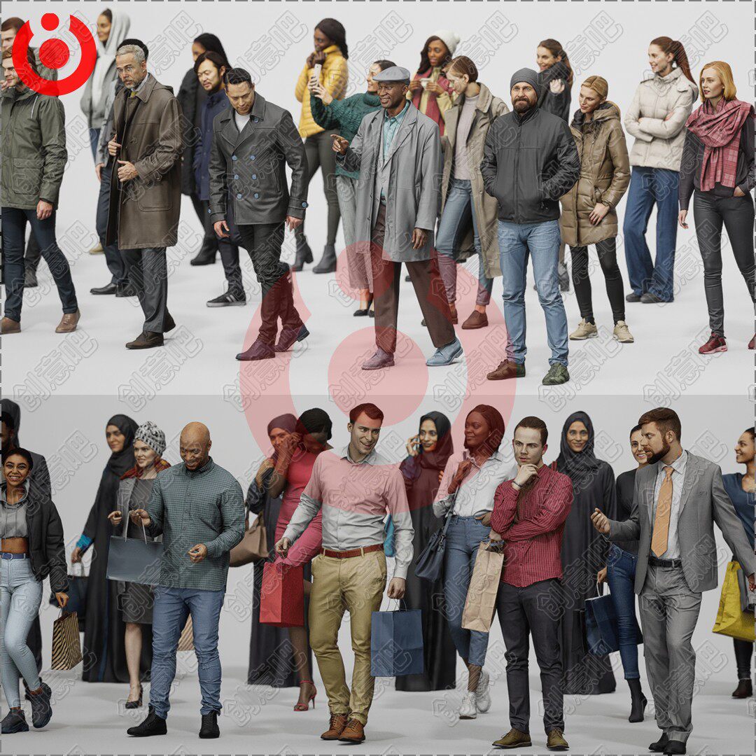 ue5 虚幻5ue4高品质静态人物姿势男女人群数字孪生景观漫游素材包