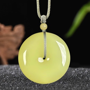 佳媛玉业新疆和田玉黄口料平安扣玉吊坠 黄玉男女款玉坠玉石