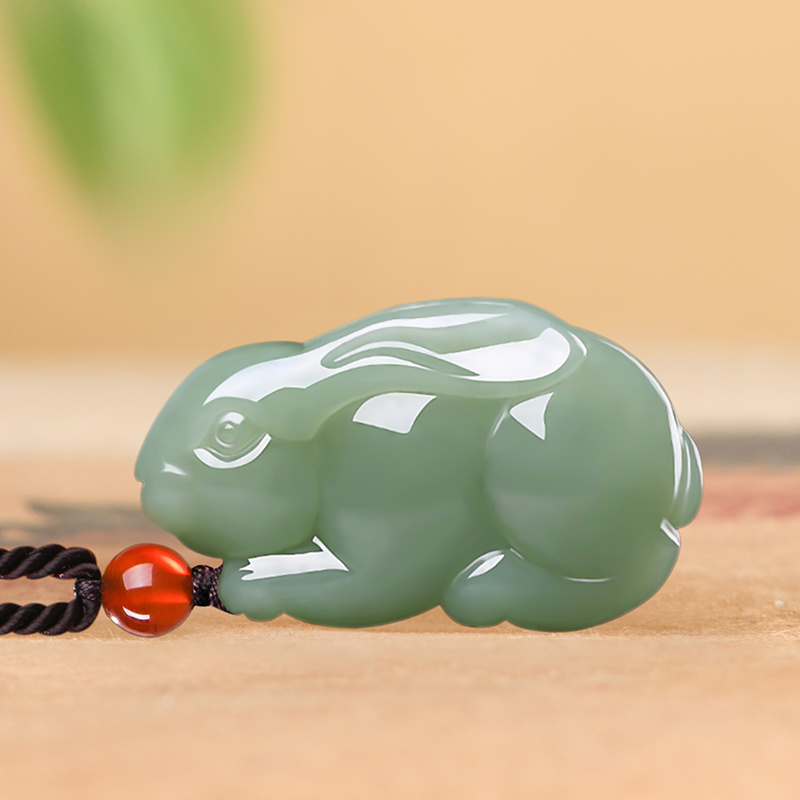 佳媛玉业和田玉十二生肖立体兔子玉吊坠 男女士小孩款玉坠玉佩