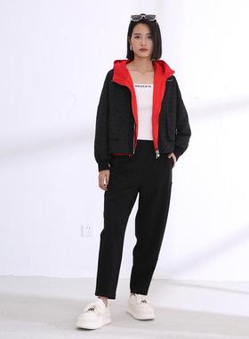 盈达品牌女装黑色长袖短外套秋冬新品宽松遮肉百搭上衣 4DB5N6123