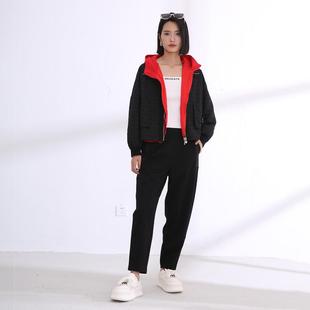 宽松遮肉百搭上衣 短外套秋冬新品 4DB5N6123 黑色长袖 盈达品牌女装