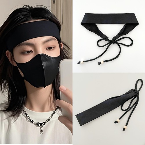 狼尾鲻鱼头运动男女生发带古风汉服束发带黑色头带头巾吸汗头带