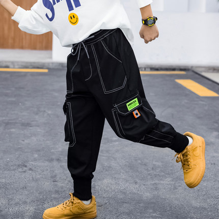 男童牛仔裤春秋冬款儿童加绒裤子2024新款胖童男孩一体绒工装长裤