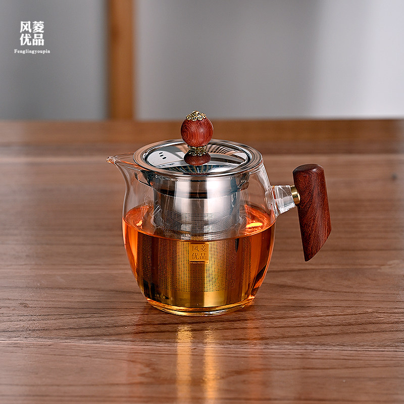 加厚耐热玻璃泡茶壶耐高温茶具单壶泡茶家用客厅实木侧把沏茶壶,餐饮具,茶壶,淘宝优惠券,粉丝福利购,淘宝优惠卷