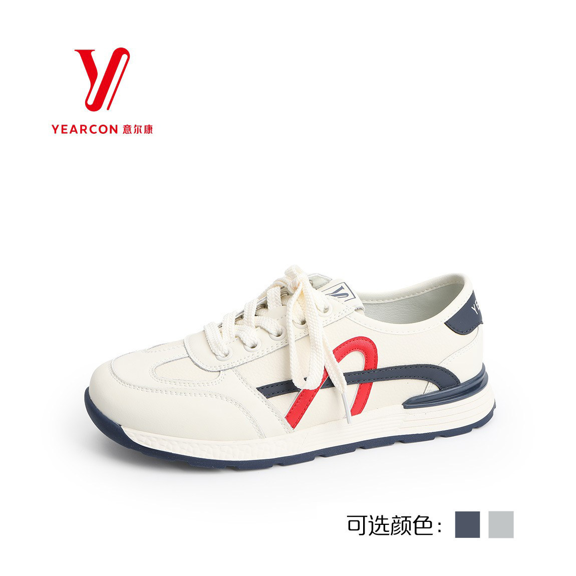 意尔康2025春季新款女鞋时尚拼色舒适阿甘鞋小白鞋女5181AD08360Y