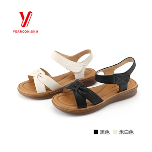 真皮平底舒适妈妈凉鞋 意尔康SSSS夏季 时尚 新款 S364AL04055Y 女鞋