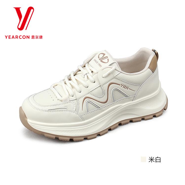 米白色中国春季深口平底车缝线PU