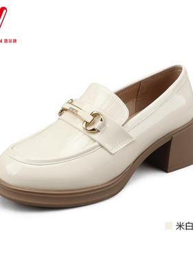 意尔康25新款春季女鞋新款法式单鞋浅口乐福鞋百搭5162AB08056U