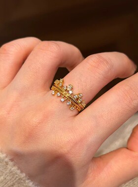 精致高级感星河细闪叠戴戒指女个性百搭指环独特小众设计感食指戒