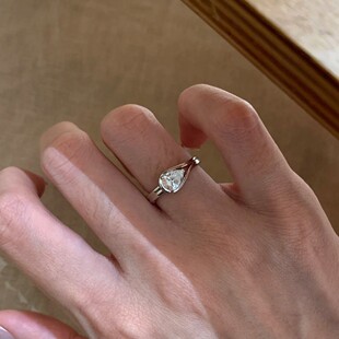 清冷感水滴单钻开口戒指女vintage简约百搭指环小众设计感食指戒