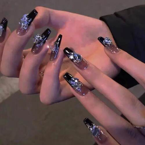 24Pcs False Nails French Gradient Ballet Fake Nails Press on