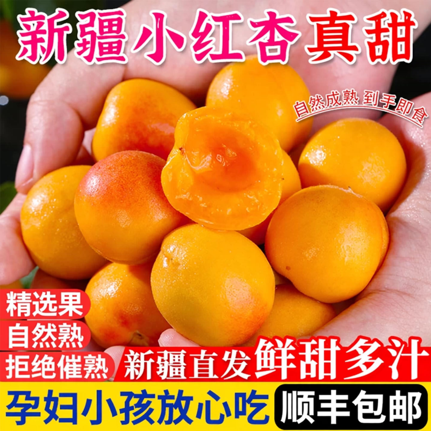新疆小红杏新鲜应季现摘孕妇水果甜杏子4斤顺丰包邮当季新鲜水果