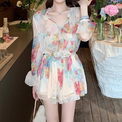 2026女夏春夏小个子碎花修身连衣裙女法式高级感气质收腰短裙