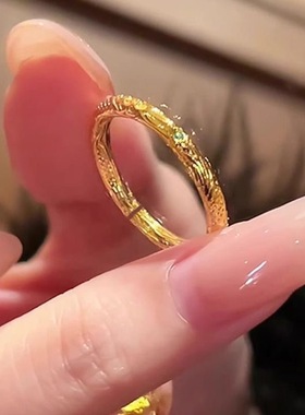 哪吒乾坤圈同款戒指高级感创意指环复古金色花纹手镯戒指