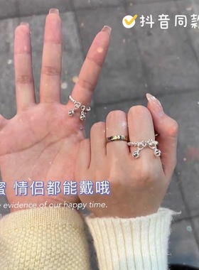 双铃铛戒指女一步一响双宫铃扭线叮当麻花戒指送女友礼物