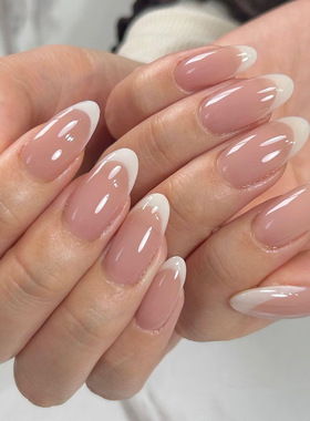 美甲贴片穿戴甲简约白色法式穿戴甲片美甲穿戴式指甲贴nails