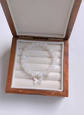 清冷白月光梦蝶手链女小众简约铃铛手串闺蜜甜美百搭学生手饰品