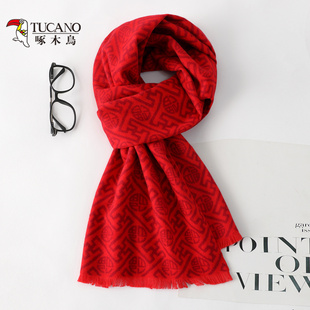 啄木鸟老人礼物实用祝寿贺寿礼品送妈妈爷爷奶奶过大寿星红色围巾