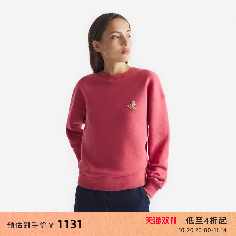 【甄选6折】Maison Kitsune秋冬女竞速狐狸复古时尚简约圆领卫衣