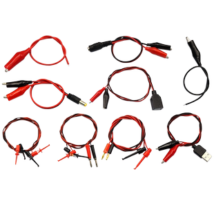 USB转双头鳄鱼夹电源测试线探针勾针转4MM香蕉插头跳线实验转接线