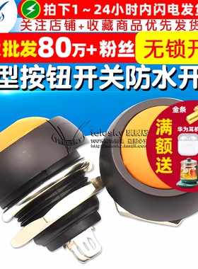 TELESKY小型按钮开关防水开关自复位PBS-33B 12MM橙色 无锁开关