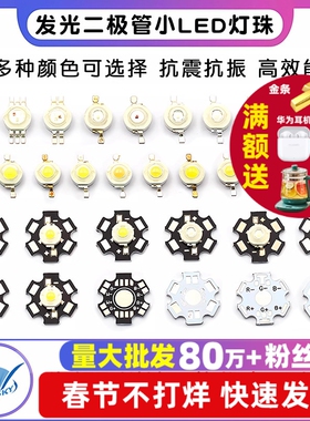 高亮大功率1W3W5W发光二极管小LED灯珠粒手电筒灯珠强光正白蓝光