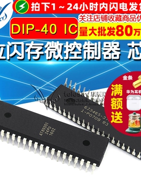 AT89S51-24PU 8位闪存微控制器 DIP-40 IC 芯片