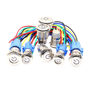 金属按钮开关自锁自复位开关带灯防水圆形按键带灯16/19/22MM 5A