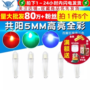 共阳5MM高亮全彩LED灯发光二极管四脚红绿蓝三色 5个 RGB七彩灯