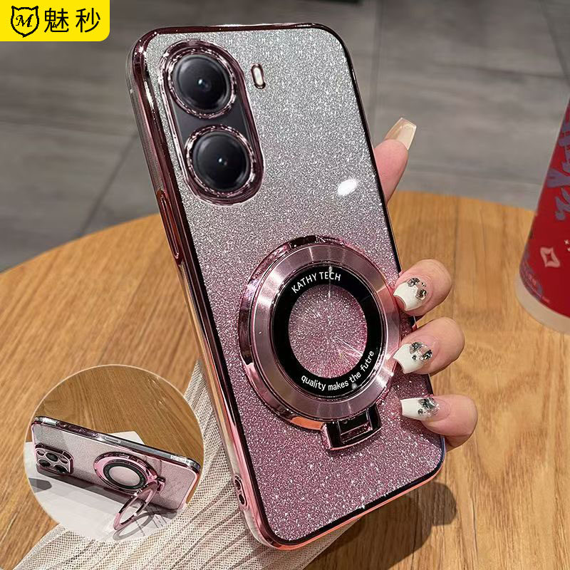 适用红米turbo4手机壳闪粉带支架小米trubo4电镀硅胶保护套轻薄时尚限量版男女新款镜头全包防摔软外壳高级感