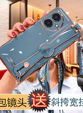 华为荣耀100手机壳女斜跨honor100pro硅胶保护套腕带支架5g高档背带挂绳时尚男镜头全包防摔MAA-AN00新款软壳