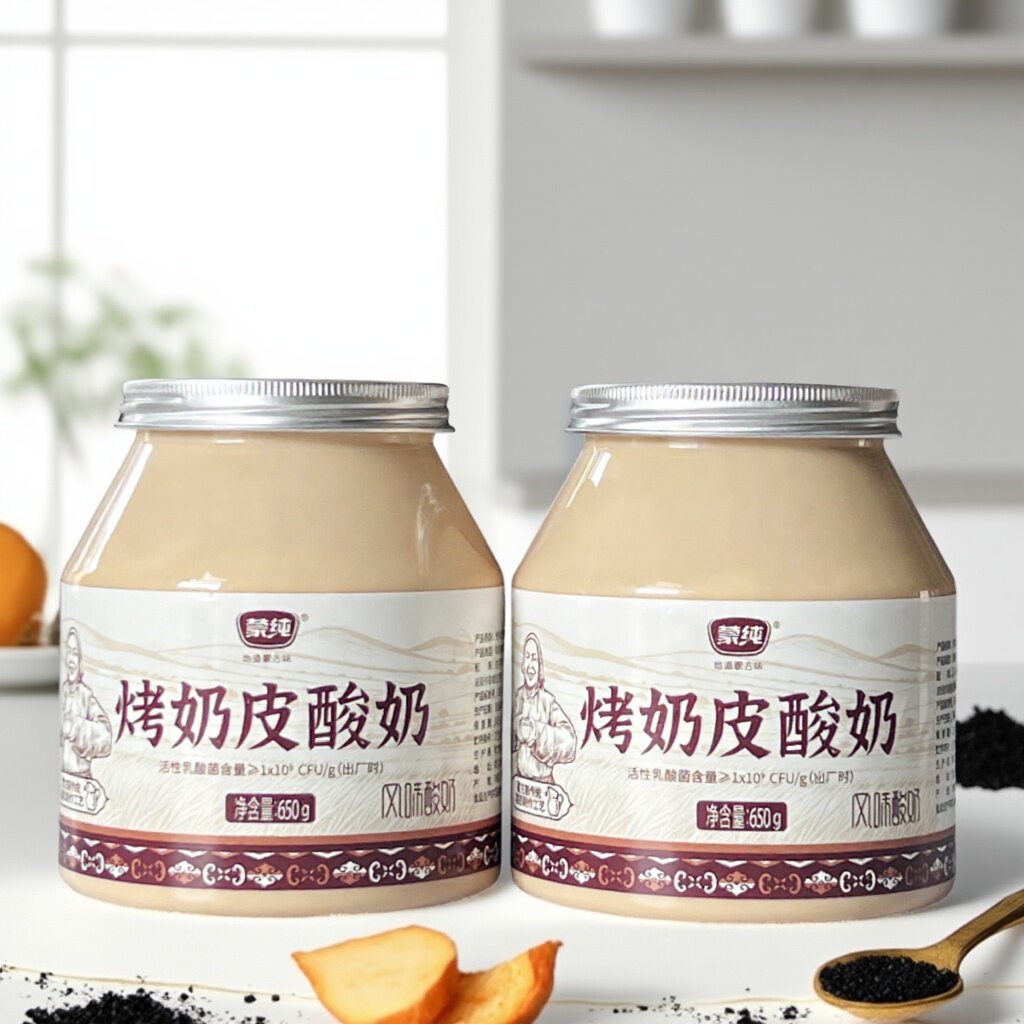 蒙纯烤奶皮酸奶家庭装650g