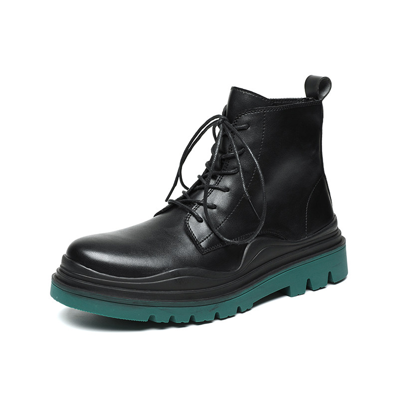 SMOKE TUBE BOOTS MENS CHELSEA SHORT BOOTS MID-HIGH MARTIN BOOTS MENS BRITISH STYLE 2021 NEW THICK-SOLED TOOLING LEATHER BOOTS TIDE