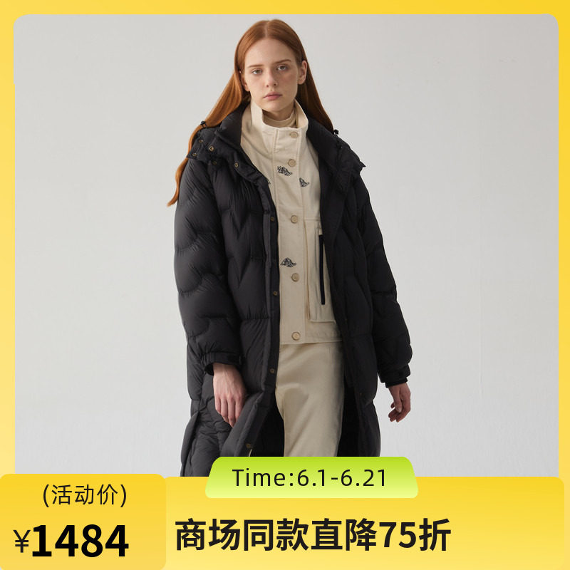 谜底长款羽绒服女2024冬季新品纯色简约宽松保暖鹅绒服244MY1602