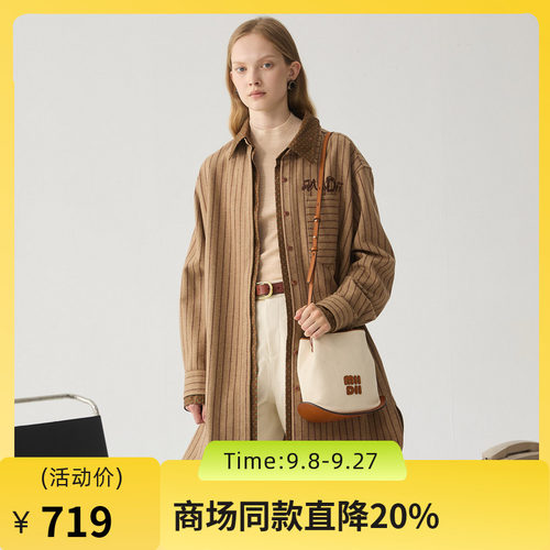 条纹衬衣式箱型连衣裙，包容性强且百搭