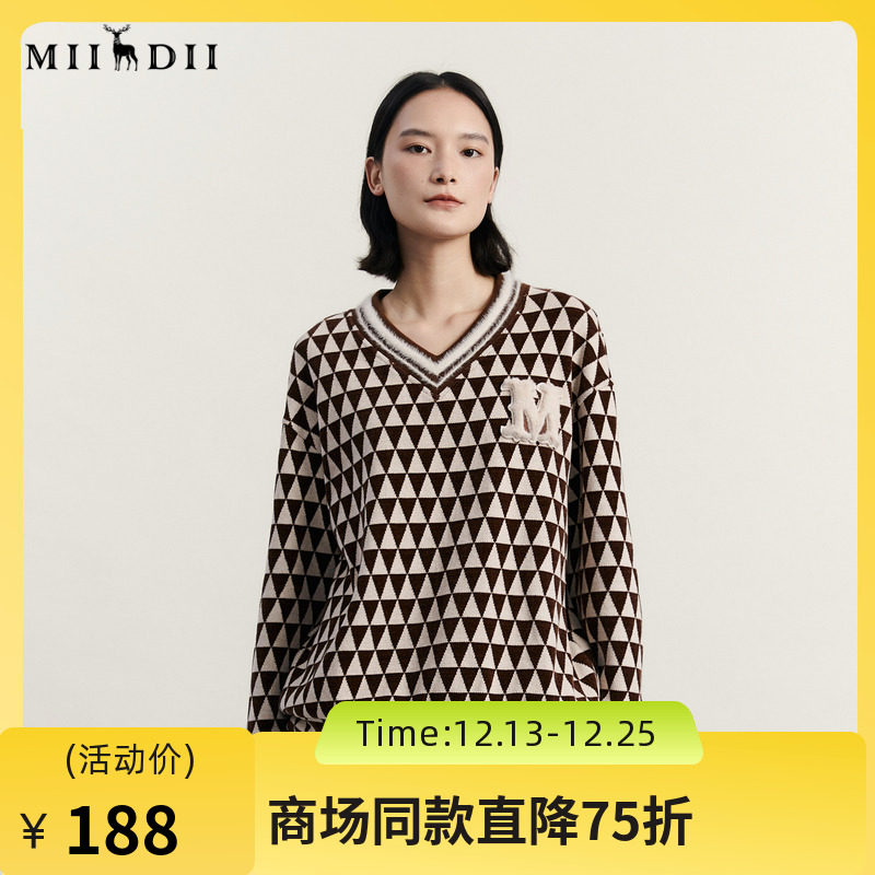 谜底V领套头卫衣女2023