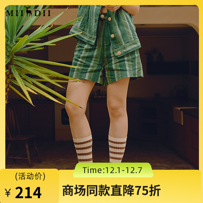 亚麻人棉面料舒适有质感，复古条纹