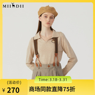 女2024春季 毛衫 新款 修身 241MZ0360 学院风翻领短款 谜底套头针织衫